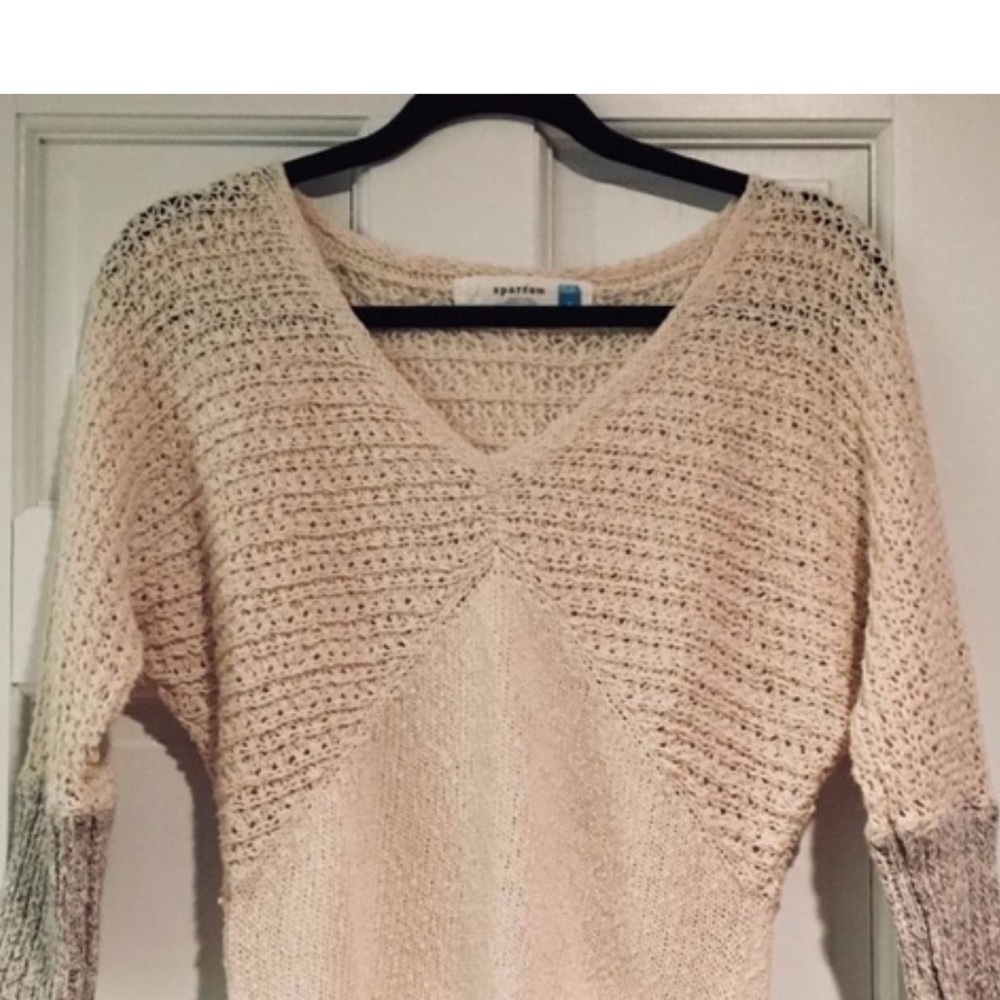 Sparrow Women's V-Neck Sweater in Cream and Gray